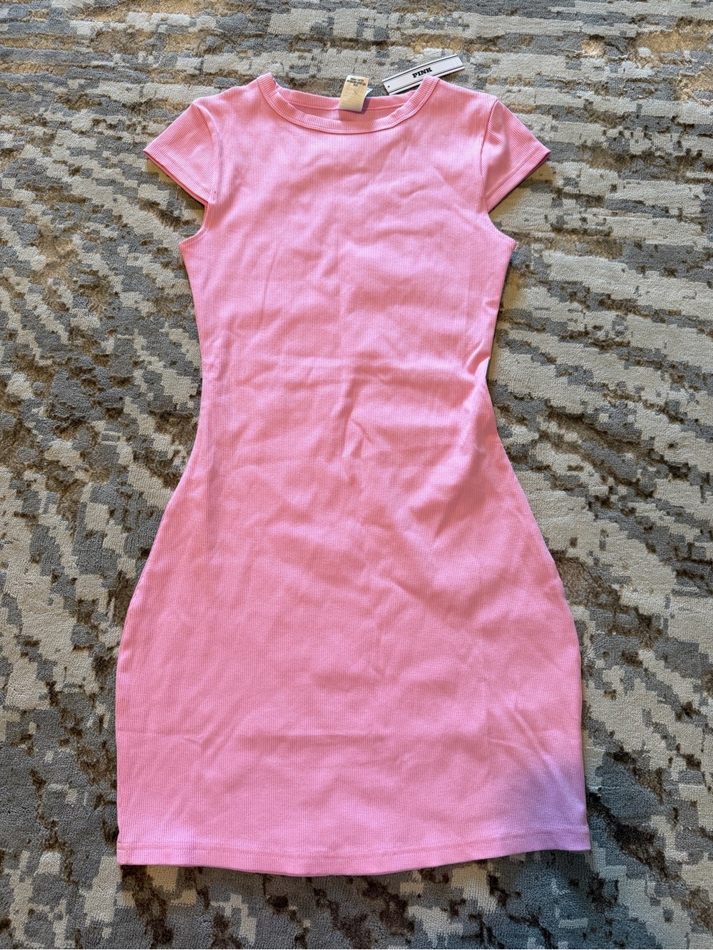 Victoria's Secret Pink Ribbed Cap-Sleeve Bodycon Mini Dress
